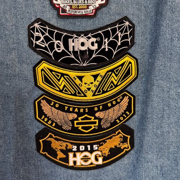 Vintage Harley Davidson Denim Vest w/ Various Biker Patches & Pins, Men's Medium - Picture 11 of 11